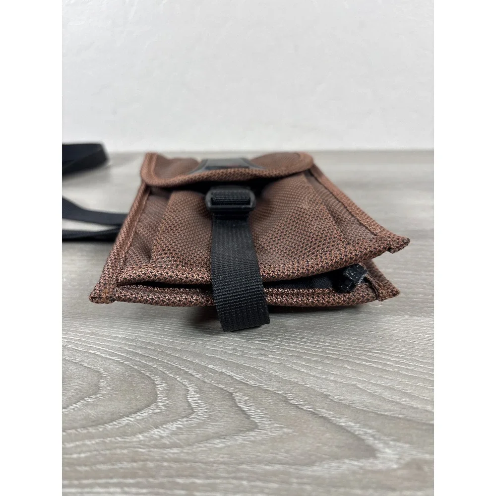 Vintage Tumi T2 Brown Ballistic Nylon Travel Wallet Crossbody Neck Pouch Bag